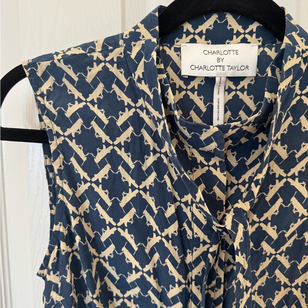 Navy and Cream Women's Top